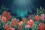 Dark Underwater Wallpaper Coral Reef Ocean Blue Wall Mural design