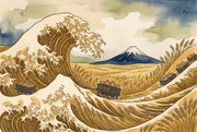 Mount Fuji Wallpaper Japanese Inspired Ocean Wave Wall Mural design