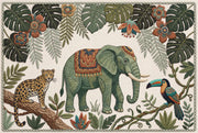 Embroidered Wallpaper Elephant Tropical Removable Wall Decor design