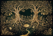Enchanted Forest Wallpaper Black And Gold Tree Of Life Wall Mural design