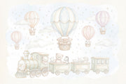 Hot Air Balloons Wallpaper Teddy Bears Removable Toy Train Wall Decor design