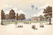 Park Landscape Wallpaper Storybook Illustration Muted Pastel Removable Wall Decor design