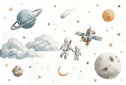 White Background Wallpaper Space Kids Removable Wall Decor design