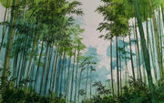 Bamboo Wallpaper Forest Green Removable Wall Decor design