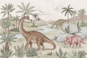 Prehistoric Dinosaurs Wallpaper Nature Watercolor Wall Mural design