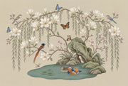 Magnolia Blossoms Wallpaper Birds Pond Wall Mural design