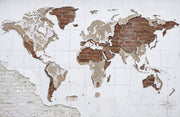 Brick Wall Wallpaper World Map Removable Wall Decor design
