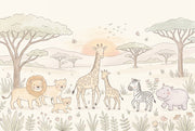 Safari Wallpaper Savanna Giraffe Removable Wall Decor design