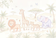 White Background Wallpaper Nursery Safari Wall Mural design
