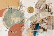 Abstract Collage Wallpaper Mixed Media Geometric Circles Removable Wall Decor design