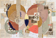 Abstract Collage Wallpaper Geometric Circles Vintage Paper Wall Mural design