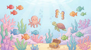 Underwater Wallpaper Cartoon Sea Creatures Wall Mural design