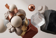 3D Spheres Wallpaper Metallic Copper Removable Frosted Glass Cube Wall Decor design