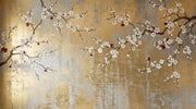 Chinoiserie Wallpaper Floral Golden Look Removable Wall Decor design