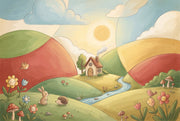 Sunny Sky Wallpaper Pastel Landscape Whimsical Nursery Wall Mural design