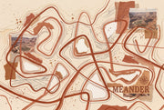 Abstract Topographic Lines Wallpaper Meandering Paths Removable Canyon Landscape Collage Wall Decor design