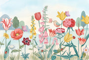 Pastel Butterflies Wallpaper Wildflower Meadow Watercolor Removable Wall Decor design