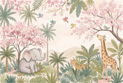 Watercolor Texture Wallpaper Pastel Safari Wall Mural design