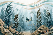 Underwater Wallpaper Ocean Watercolor Removable Wall Decor design