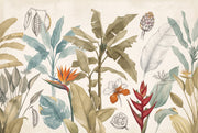 Tropical Botanical Wallpaper Banana Leaves Removable Bird Of Paradise Wall Decor design