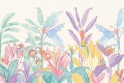 Tropical Wallpaper Pastel Watercolor Removable Wall Decor design