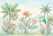 Tropical Wallpaper Jungle Watercolor Removable Wall Decor design