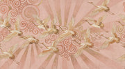 Cranes Wallpaper Vintage Abstract Wall Mural design