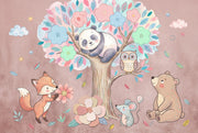 Woodland Animals Wallpaper Nursery Pastel Removable Wall Decor design