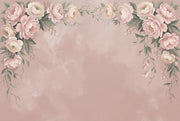 Floral Border Wallpaper Blush Pink Background Peonies Wall Mural design