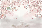 Cherry Blossoms Wallpaper Sakura Removable Watercolor Wall Decor design