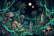 Night Jungle Wallpaper Astronauts Rocket Ship Removable Wall Decor design