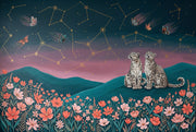 Dark Night Sky Wallpaper Constellations Snow Leopards Wall Mural design