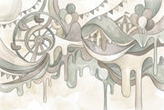 Watercolor Texture Wallpaper Circus Removable Ferris Wheel Wall Decor design