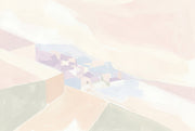 Abstract Landscape Wallpaper Pastel Removable Coastal Village Wall Decor design