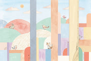 Abstract Landscape Wallpaper Pastel Woodland Animals Removable Wall Decor design
