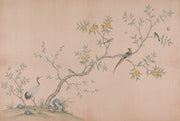 Chinoiserie Wallpaper Bird And Blossom Removable Crane Wall Decor design