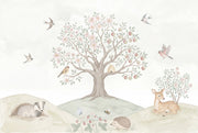 Muted Green Wallpaper Woodland Removable Watercolor Wall Decor design