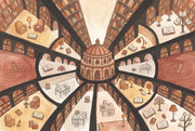 Library Wallpaper Bookshelves Rotunda Dome Removable Wall Decor design