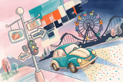 Amusement Park Wallpaper Ferris Wheel Roller Coaster Removable Wall Decor design