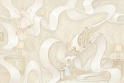 Vintage Illustration Wallpaper Whimsical Flowing Ribbon Wall Mural design