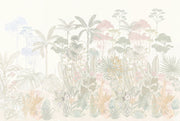Tropical Botanical Wallpaper Pastel Jungle Removable Watercolor Mural Wall Decor design