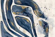 Abstract Wallpaper Navy Blue Gold Metallic Accents Wall Mural design
