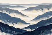 Abstract Landscape Wallpaper Blue Mountains Misty Valley Wall Mural design