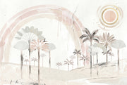 Blush Rainbow Arch Wallpaper Desert Dunes Removable Palm Trees Wall Decor design