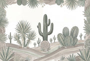 Desert Landscape Wallpaper Cactus Watercolor Illustration Wall Mural design