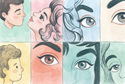 Portrait Collage Wallpaper Pastel Faces Removable Wall Decor design
