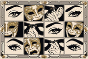 Masquerade Wallpaper Art Deco Theater Masks Removable Wall Decor design