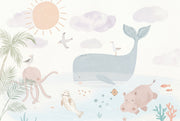 Ocean Animals Wallpaper Pastel Watercolor Removable Wall Decor design