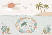 Underwater Wallpaper Sea Turtle Removable Coastal Wall Decor design
