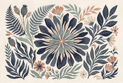 Botanical Wallpaper Hand Painted Modern Folk Wall Mural design